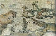unknow artist Nilotic mosaic with hippopotamus,crocodile and ducks oil painting picture wholesale